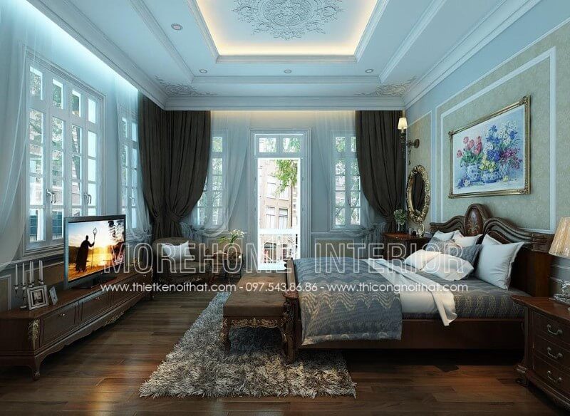 Kệ tivi gỗ óc chó rất được ưa chuộng hiện nay với vẻ đẹp sang trọng, tô điểm cho không gian phòng ngủ thêm ấn tượng hơn.